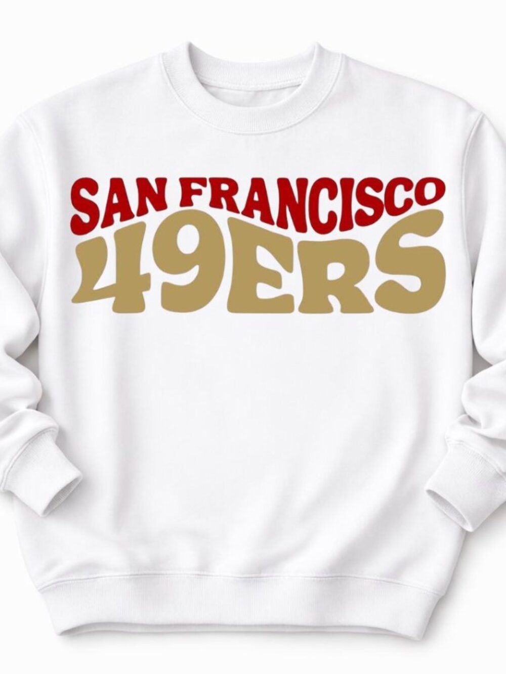 San Francisco 49ers Football Womens Custom White Crewneck Graphic Sweatshirt Top